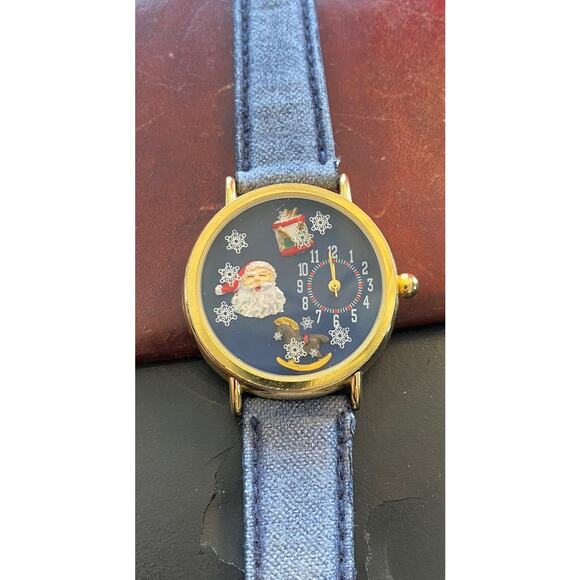 Women's 40mm Gold Tone Target Christmas Watch, Santa Theme - Picture 1 of 3